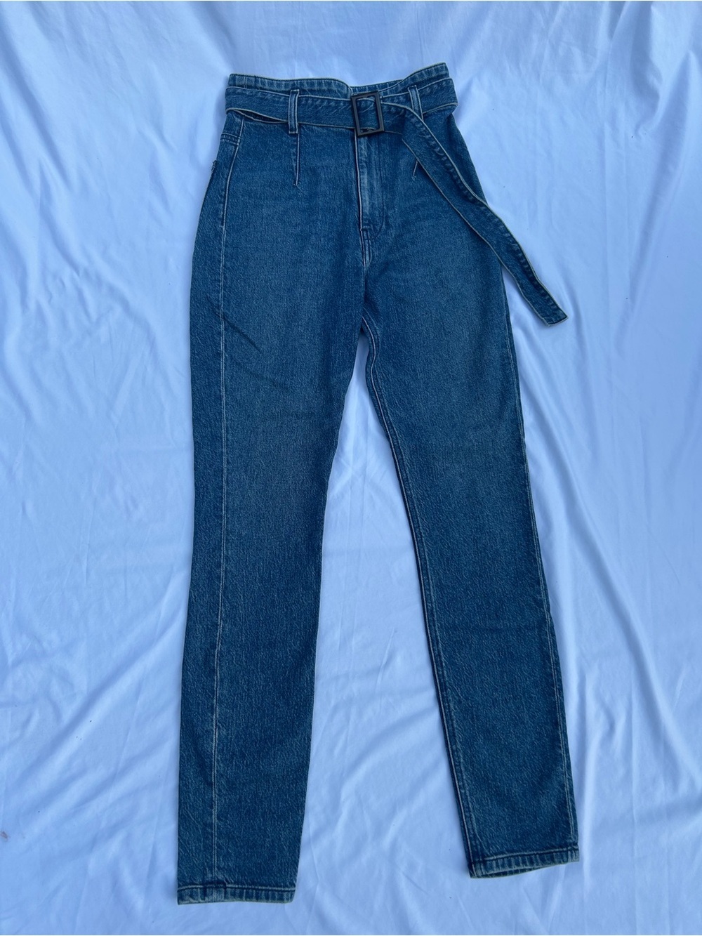 Reformation High-Waisted Belted Dark Blue Denim Jeans size 26